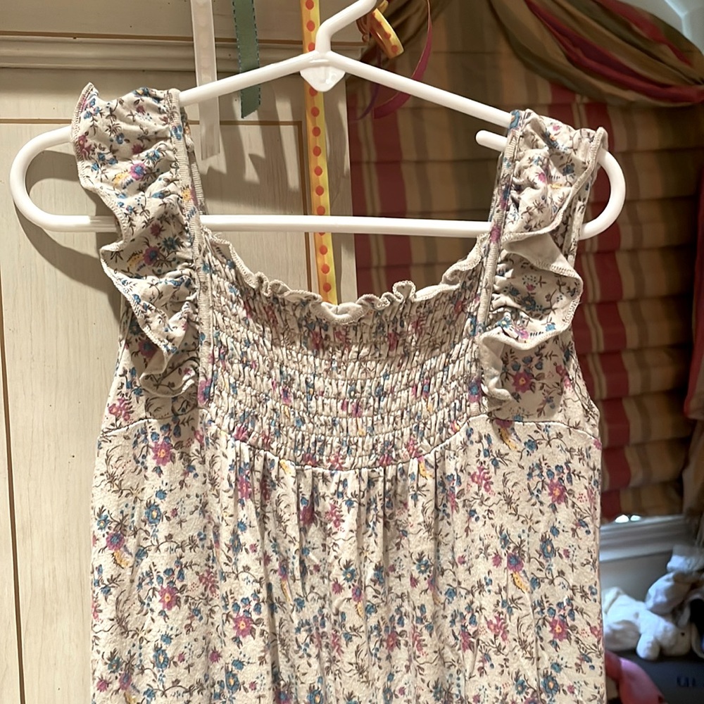 Imoga brand size 6 girls dress with buttercup ruffled straps and rouched chest.